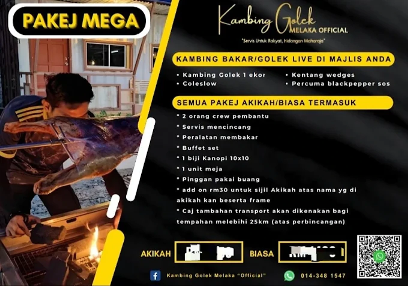 Menu penuh Pakej Mega - kambing golek katering Melaka